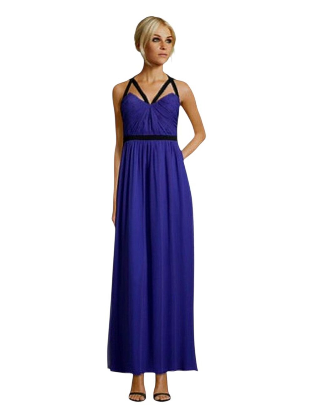 Jill Stuart NWT Pleated Silk Chiffon Purple Halter Gown Formal/Event/Party - 6